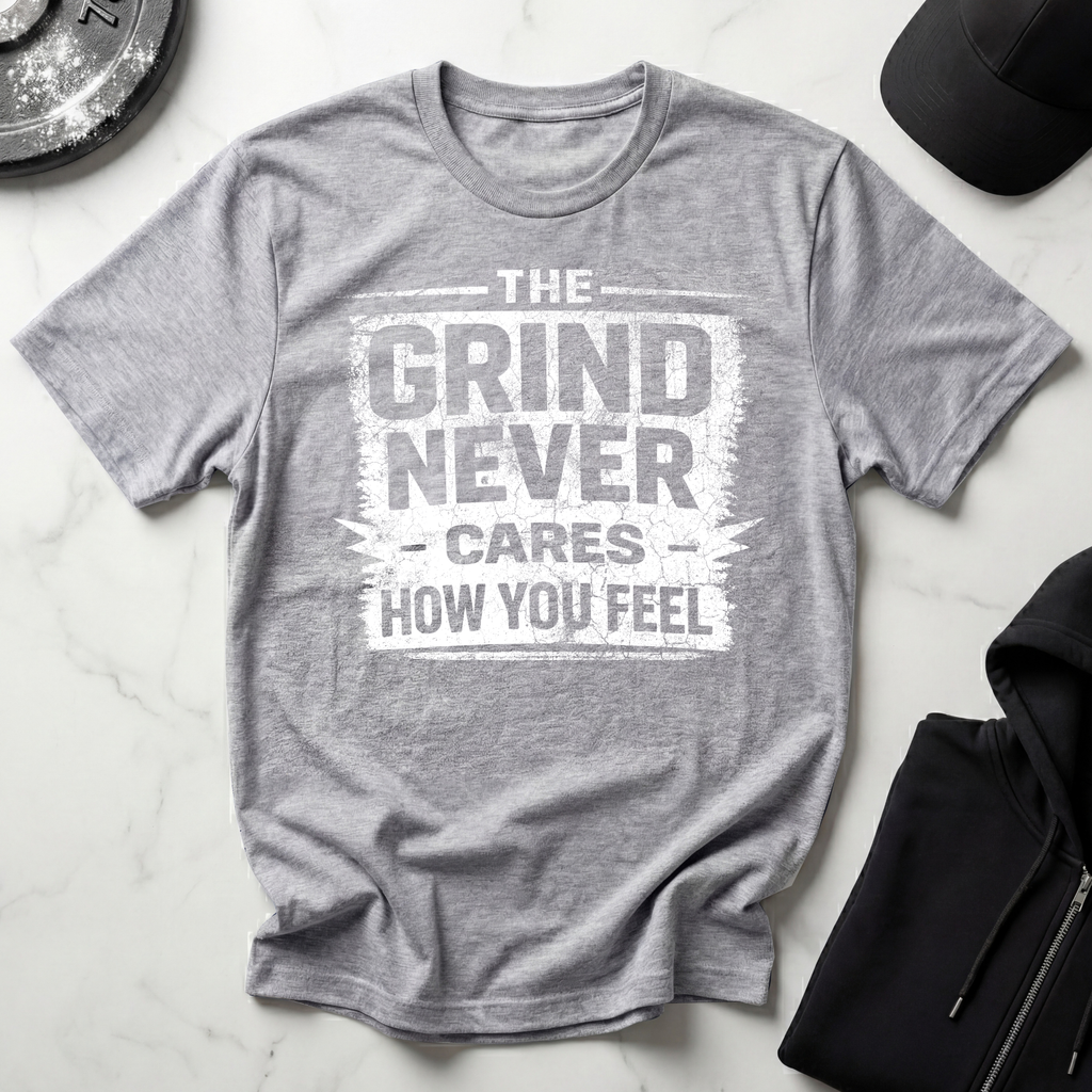 The Grind Never Cares Dark Tee