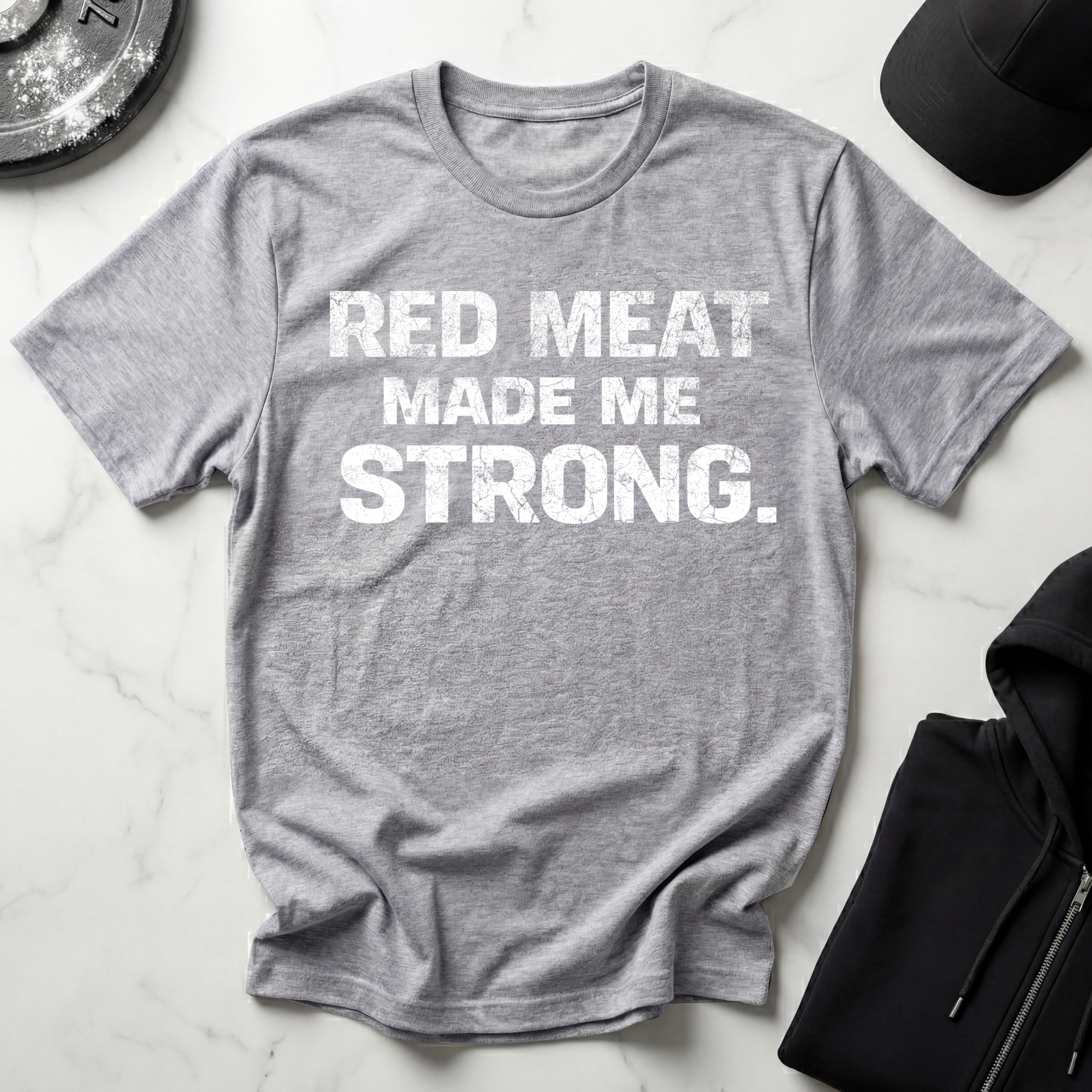 Red Meat Made Me Strong Dark Tee