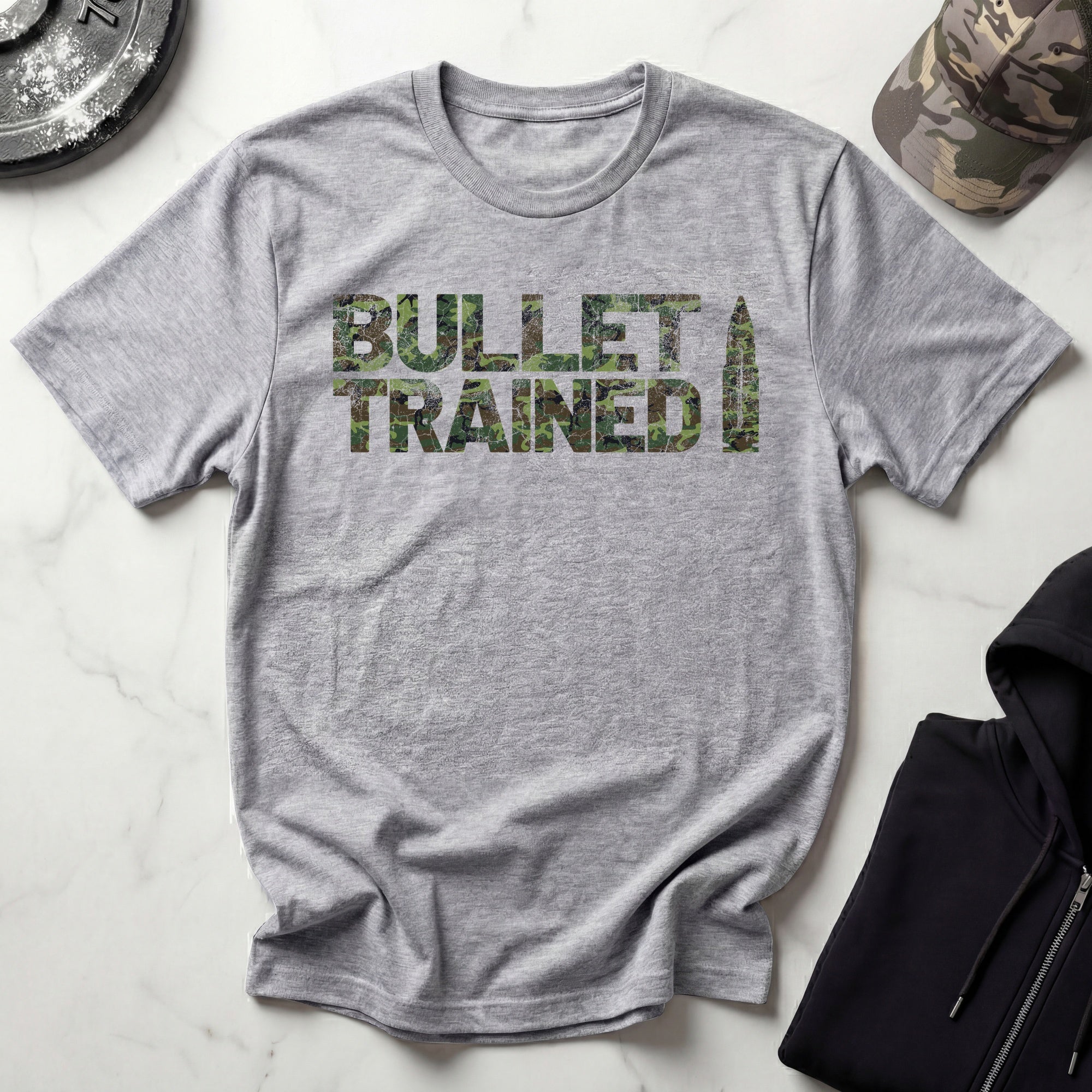 Camo Bullet Trained Graphic Gym T-Shirt