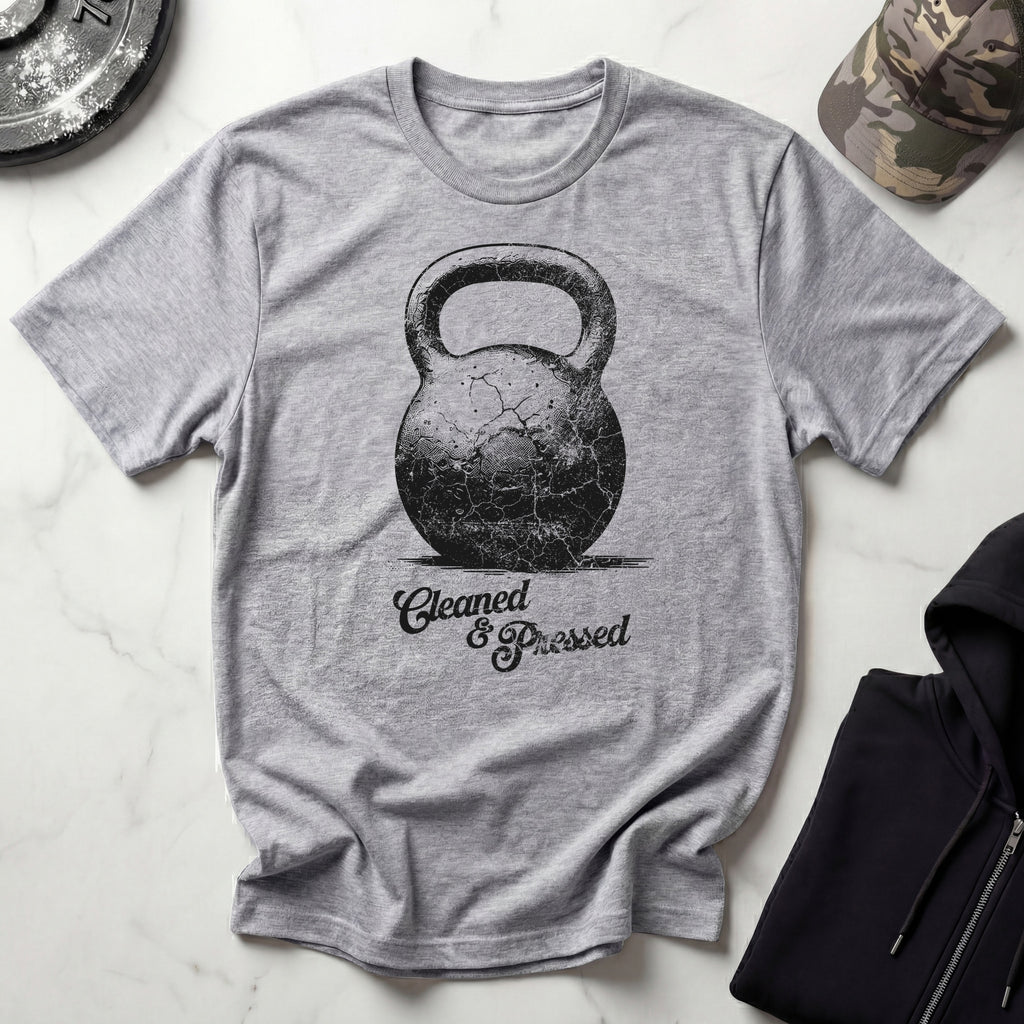 Cleaned and Pressed Kettlebell Retro Gym T-Shirt