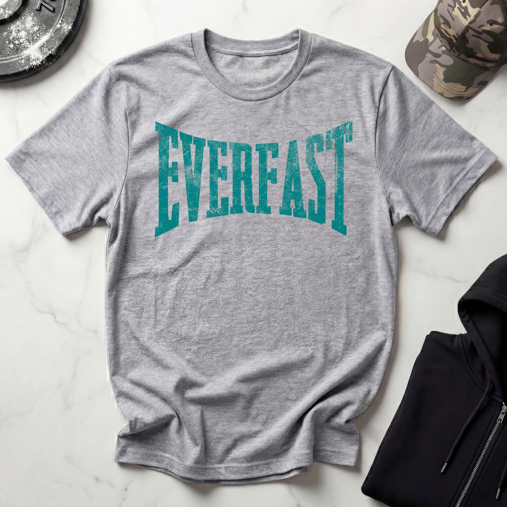 Everfast Teal Graphic Vintage Gym T-Shirt