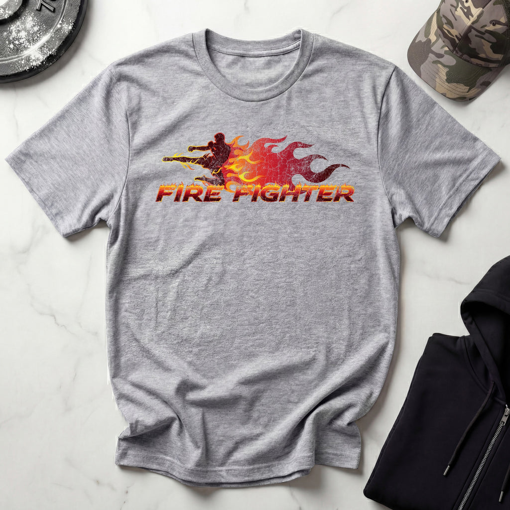 Fire Fighter Graphic Retro Gym T-Shirt