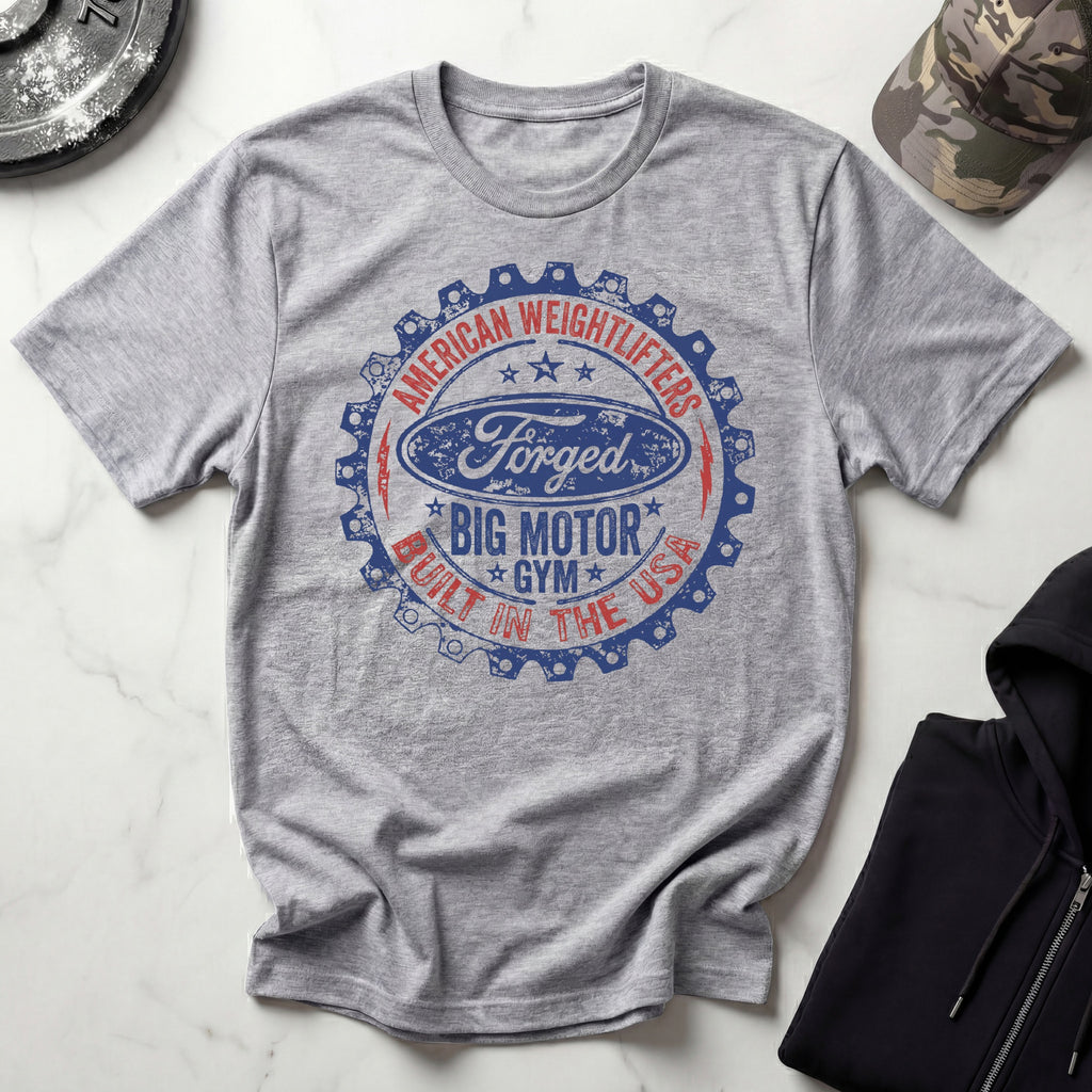 Forged In The USA Badge Vintage Gym T-Shirt