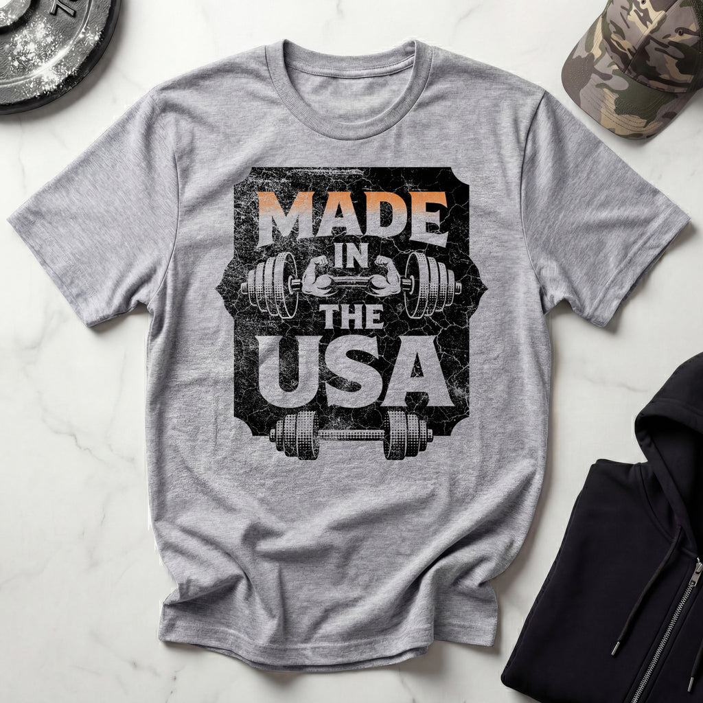 USA Made Barbell Gym T-Shirt
