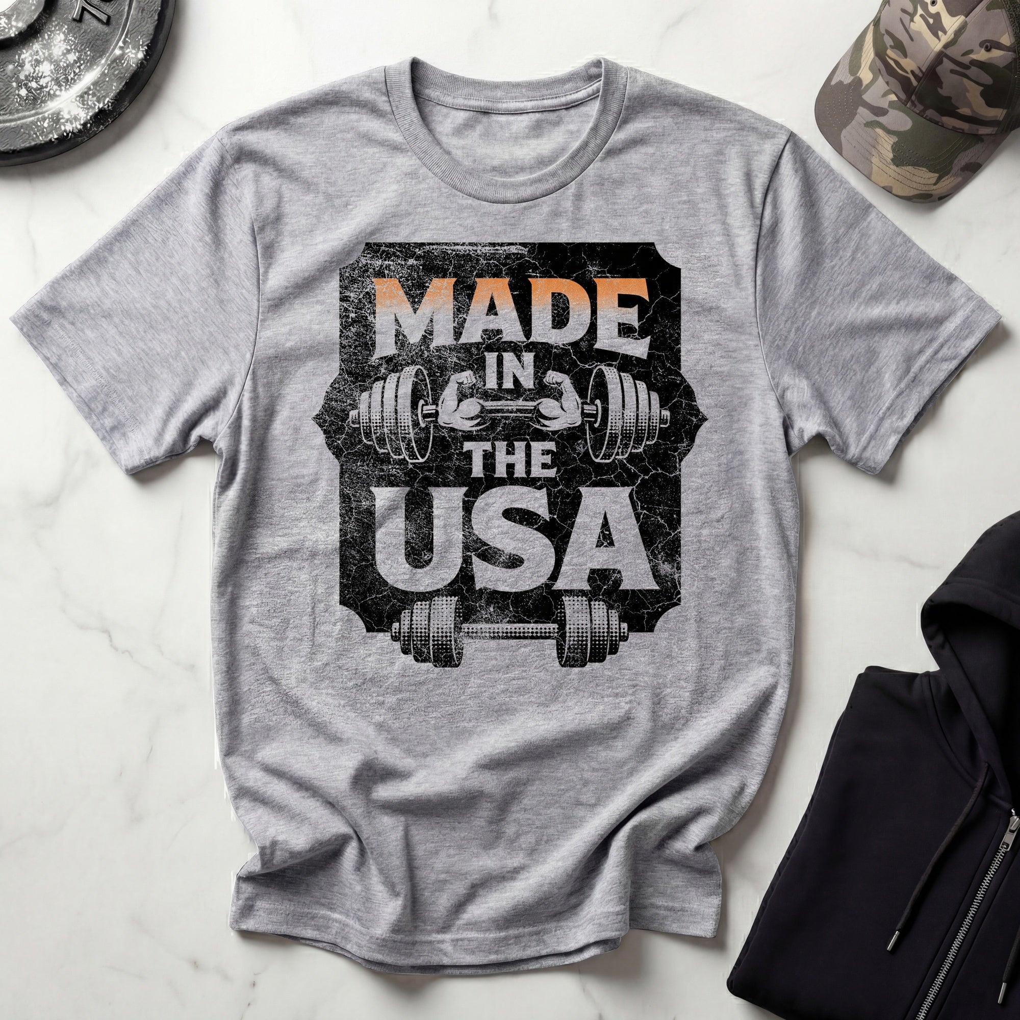 USA Made Barbell Gym T-Shirt