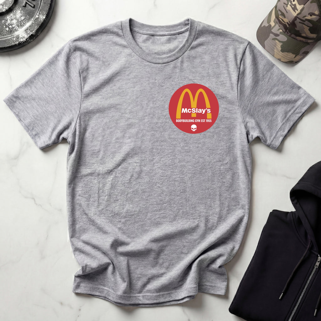 McSlays Gym Badge Graphic Vintage Gym T-Shirt