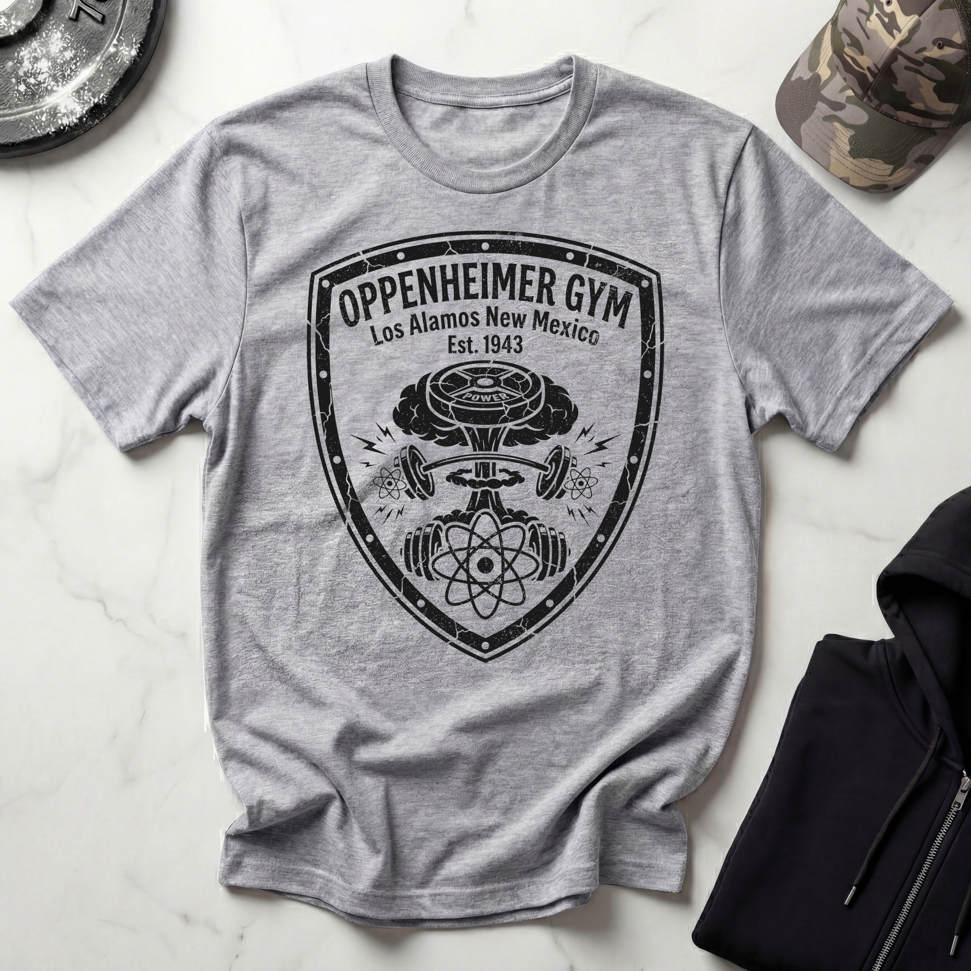 Oppenheimer Explosive Vintage Insignia Gym Tee