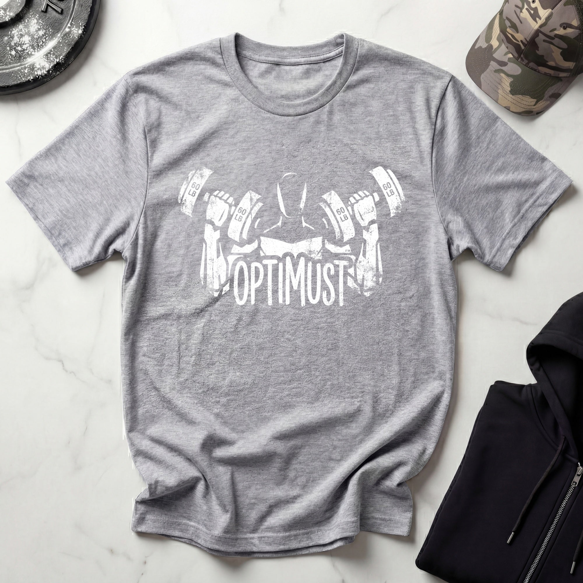 Optimust Weightlifting Robot Gym T-Shirt