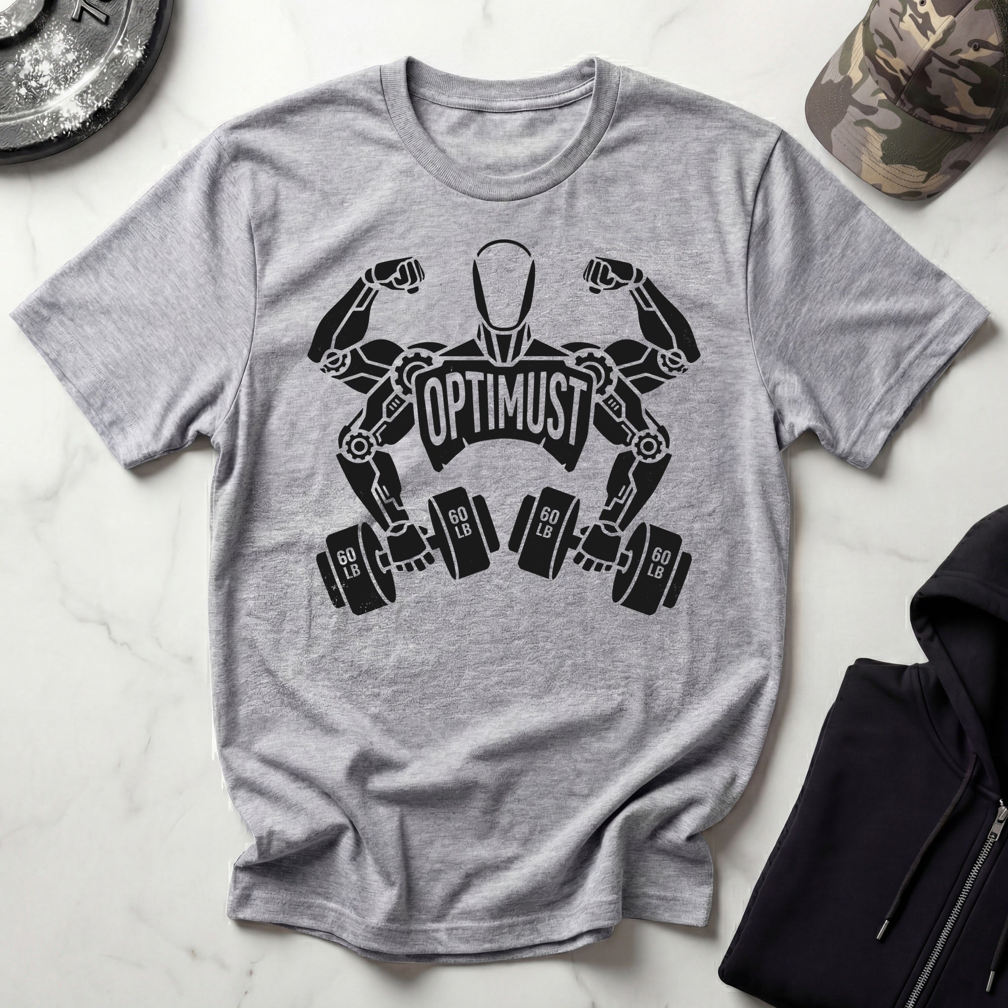 Optimust Training Data Robot Black Gym T-Shirt