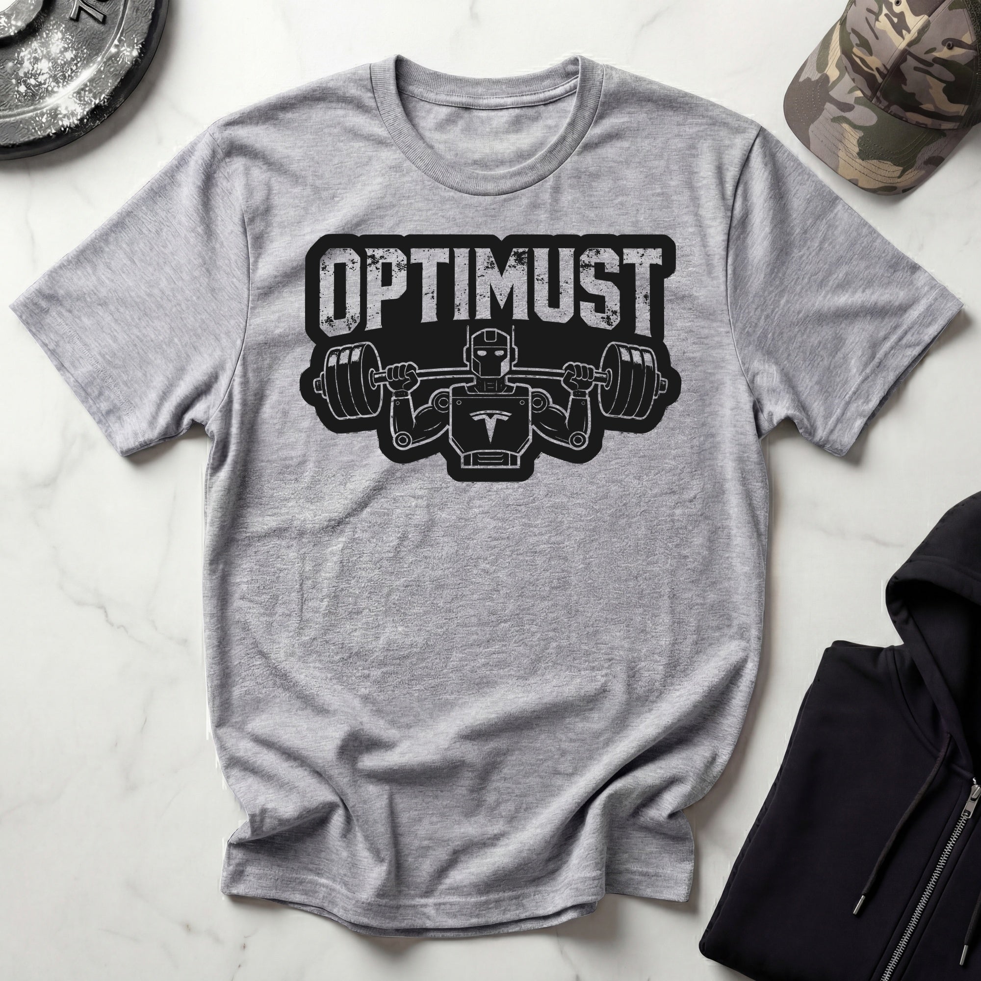 Optimust Jacked Robot Black Gym T-Shirt