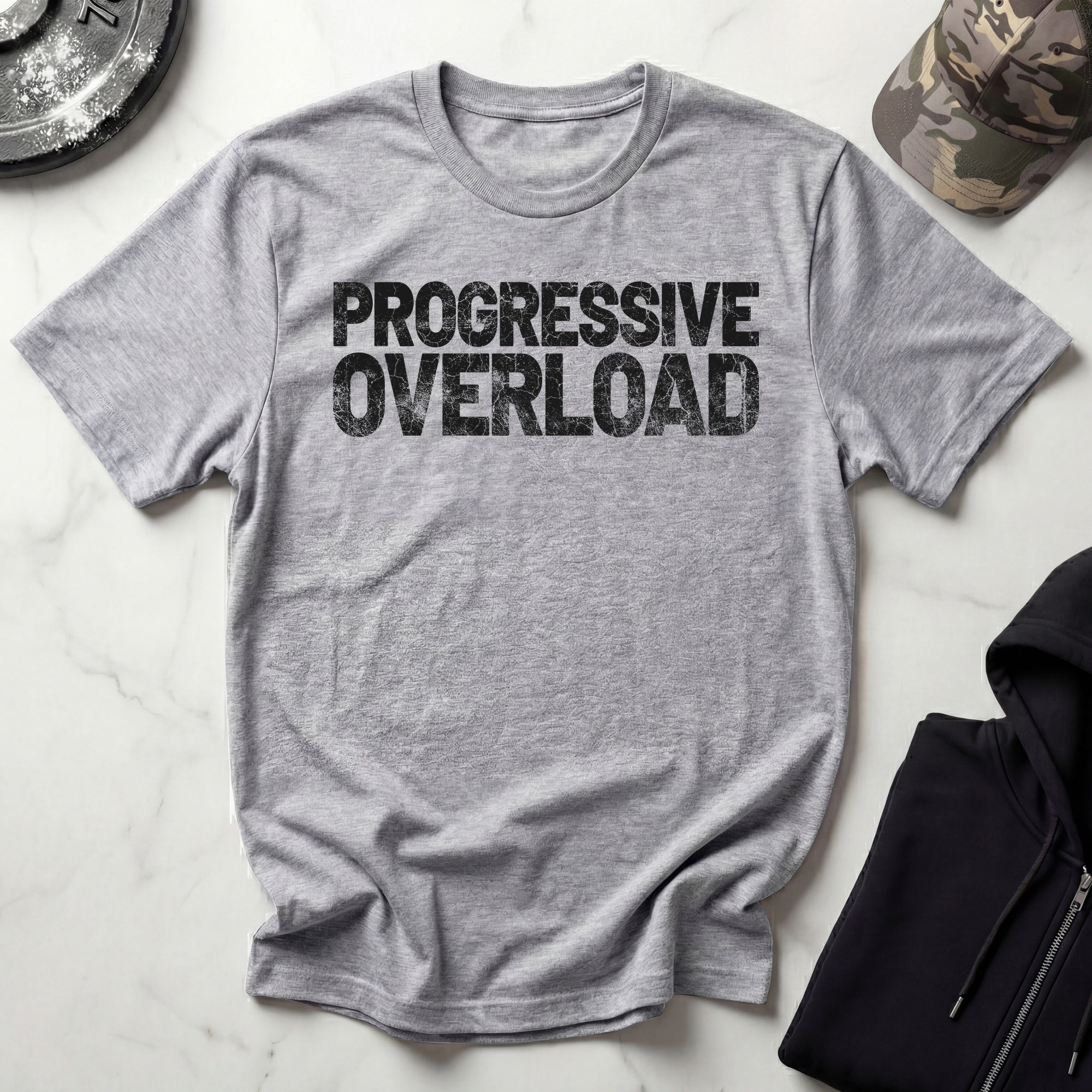 Progressive Overload Typographic Vintage Gym T-Shirt