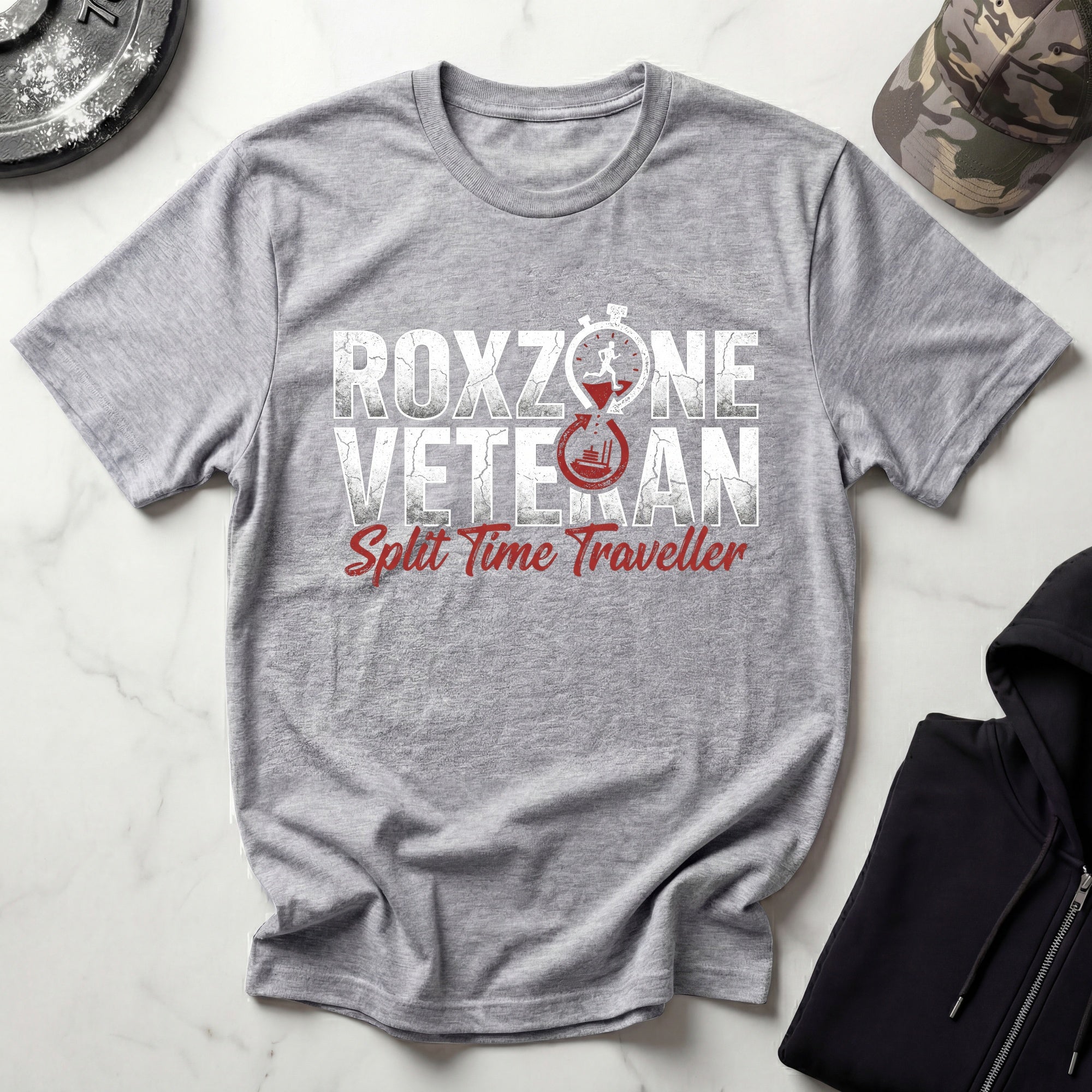 Roxzone Veteran Graphic White Red Gym T-Shirt