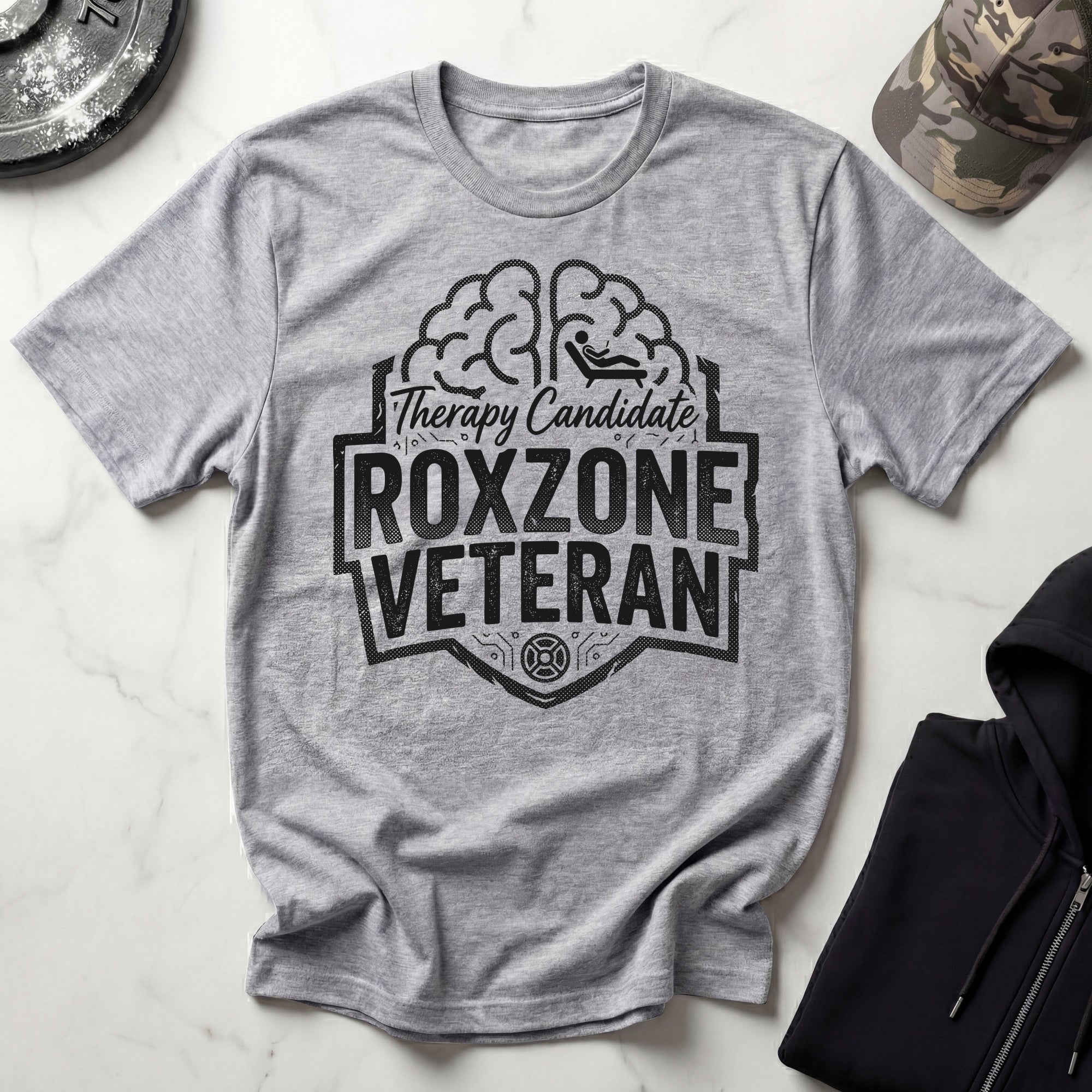 Roxzone Veteran Brain Graphic Dark Gym T-Shirt