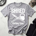 Shred Cutting Time Knife Kettlebell Graphic Vintage Gym T-Shirt