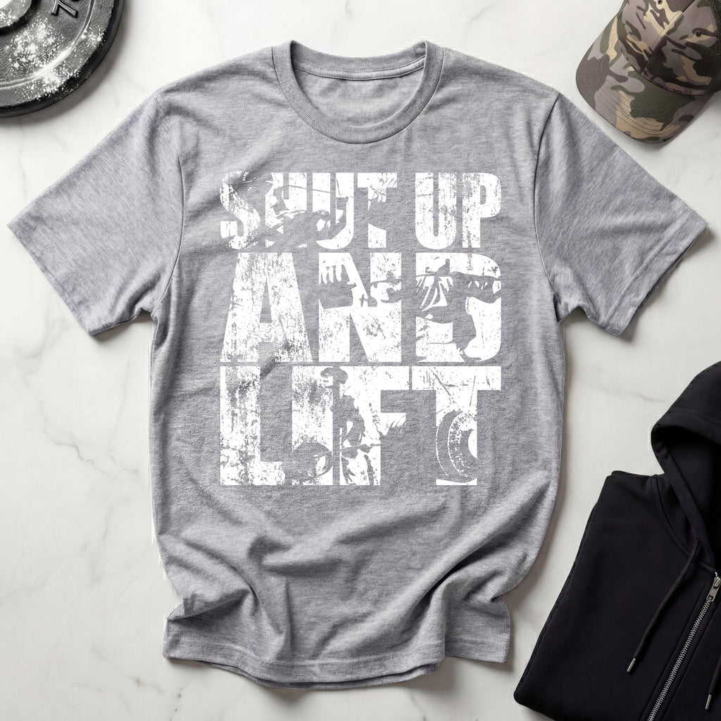 Shut Up and Lift Heavy Graphic Vintage Gym T-Shirt