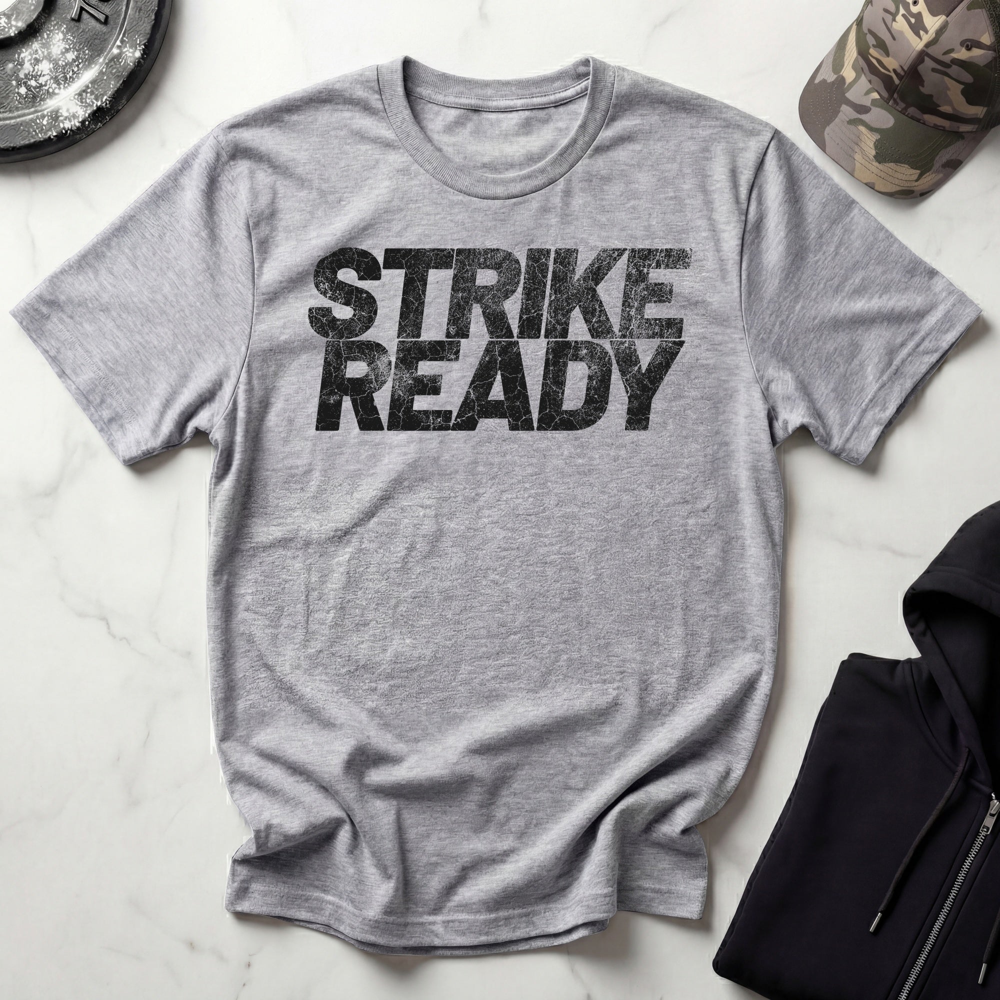 Strike Ready Typographic Vintage Gym T-Shirt