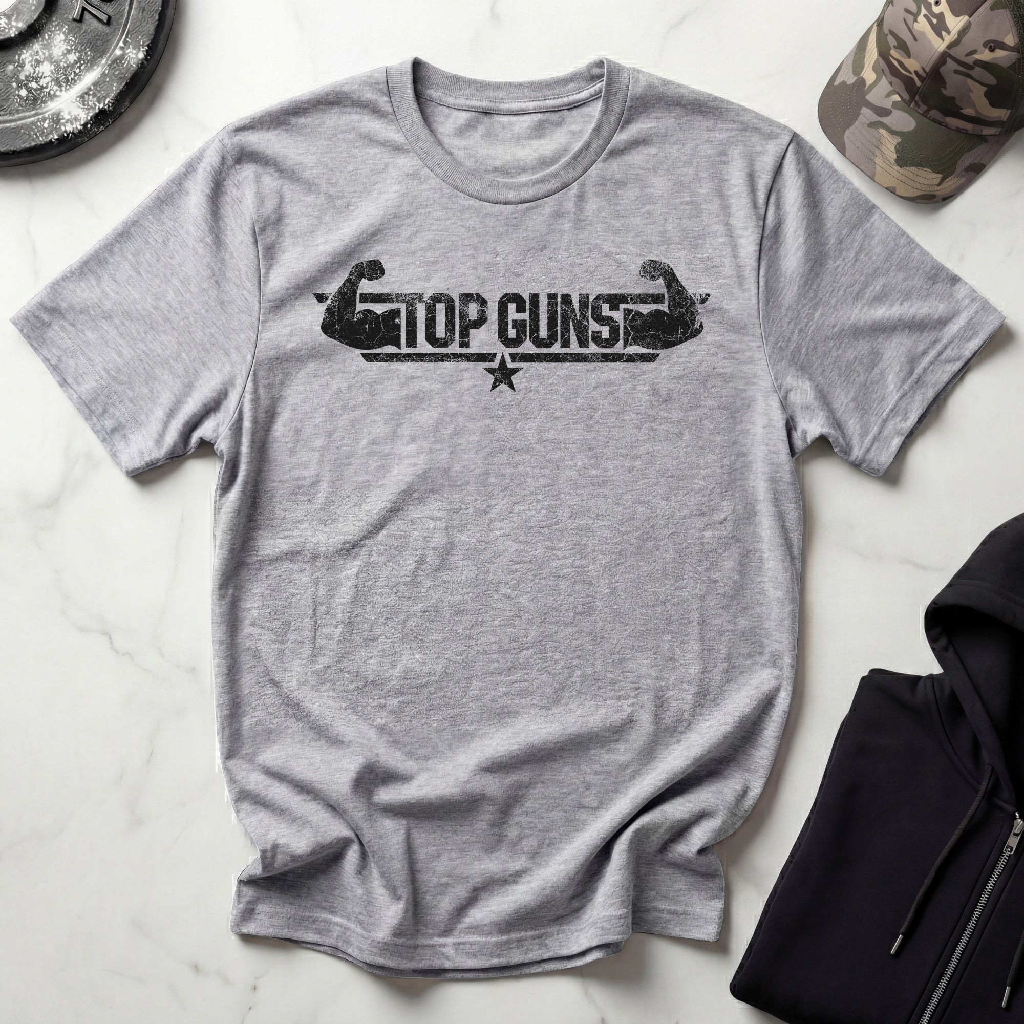 Top Guns Graphic Vintage Gym T-Shirt