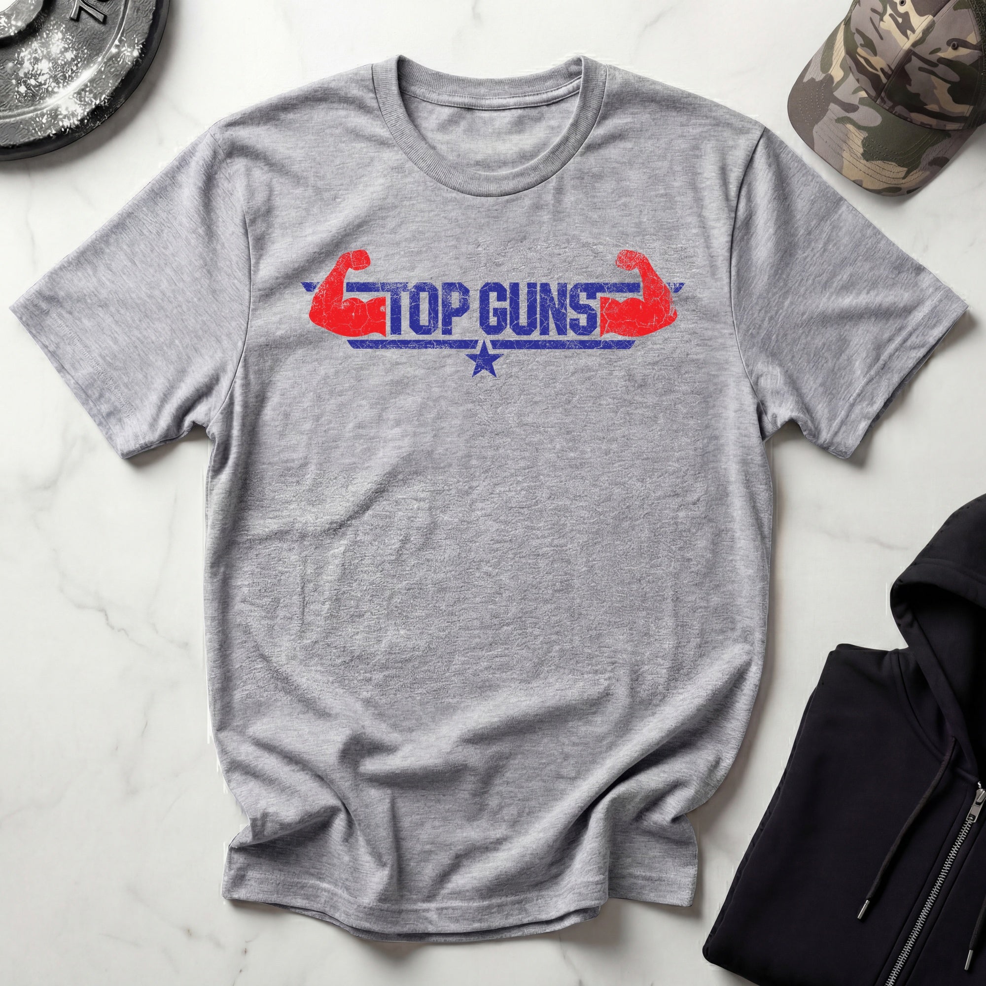 Top Guns Graphic Retro Gym T-Shirt