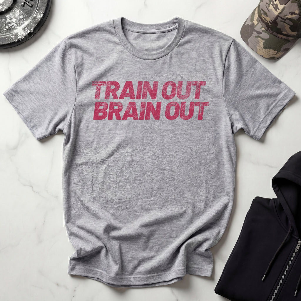 Train Out Typographic Grunge Gym T-Shirt