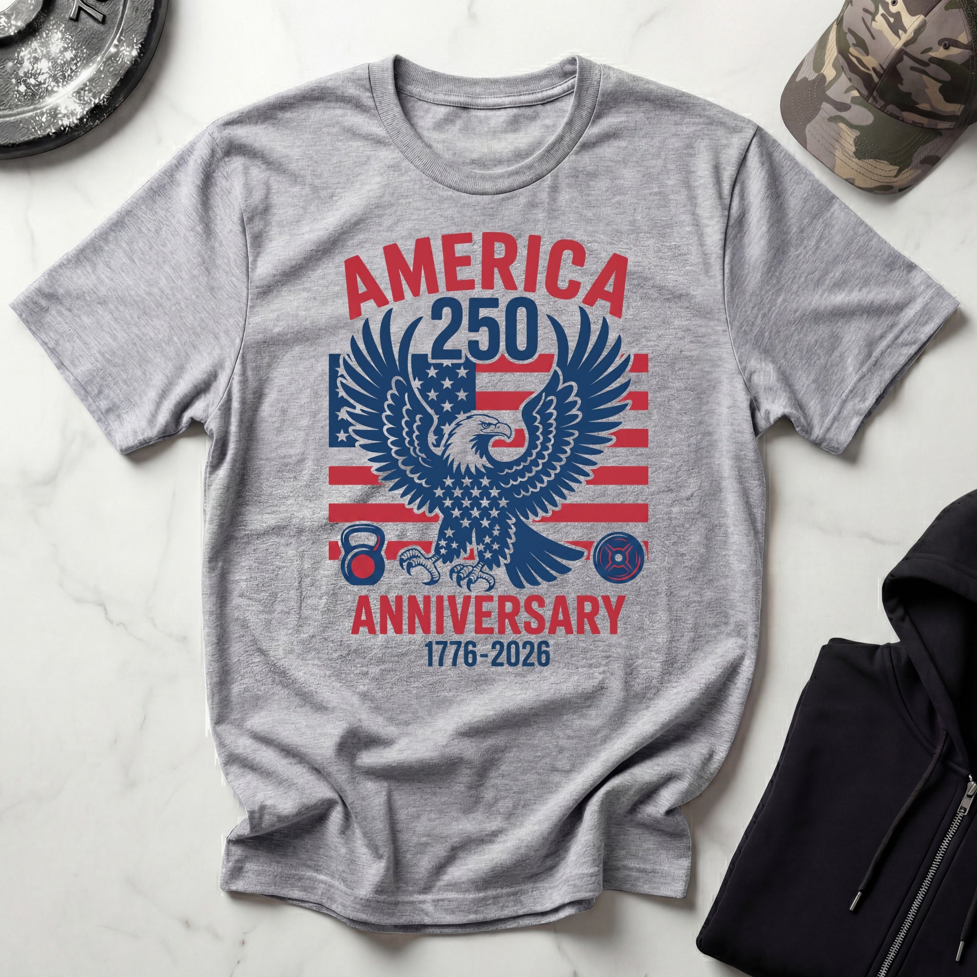 USA 250 Anniversary Gym Graphic Retro Gym T-Shirt