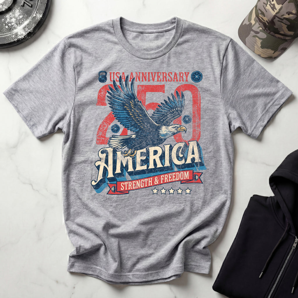 America USA 250 Strength Freedom Vintage Gym T-Shirt