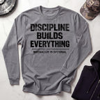 Discipline Builds Everything Grunge Long Sleeve Gym Tee