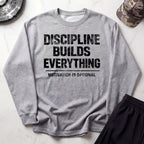 Discipline Builds Everything Cozy Retro Crewneck Gym Sweatshirt