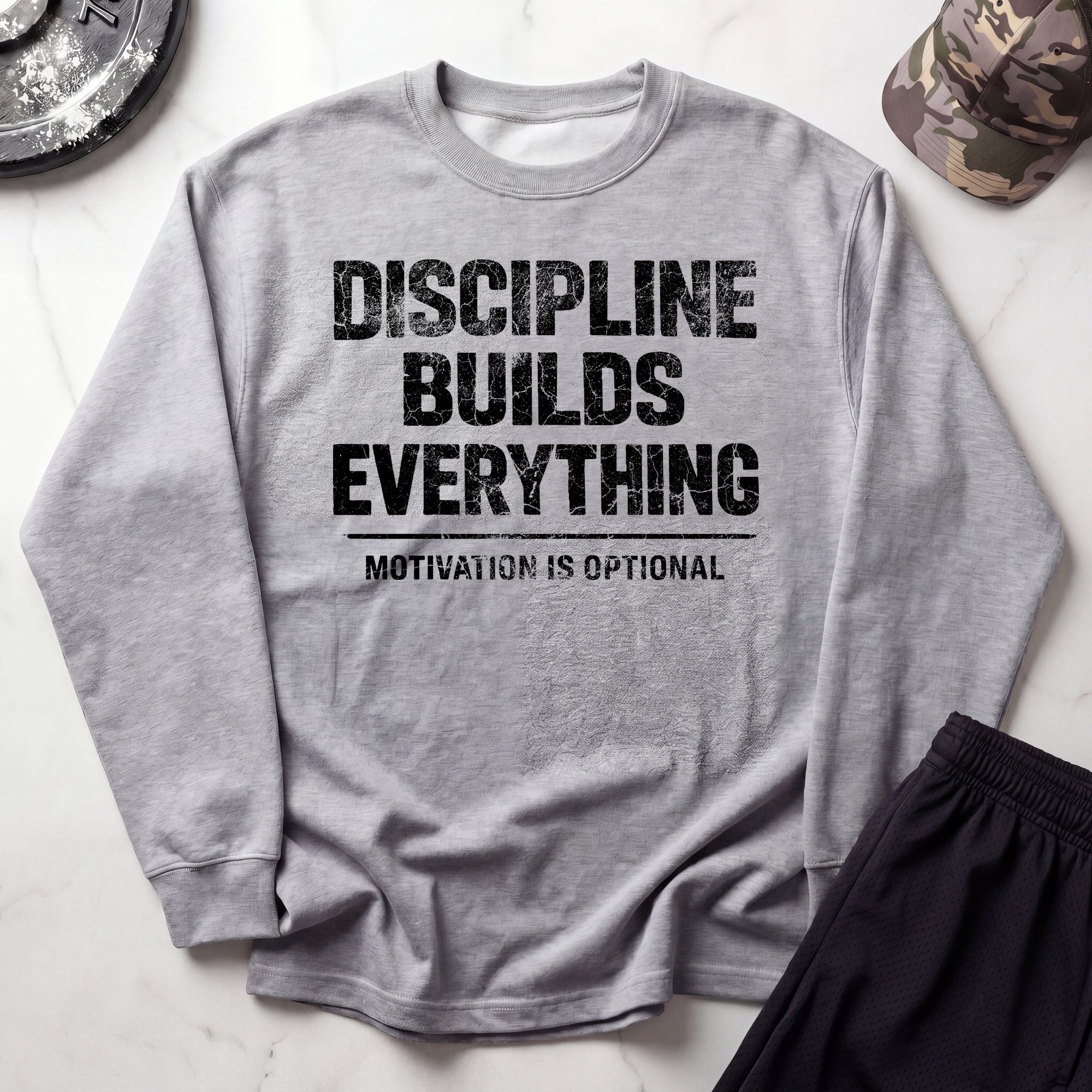 Discipline Builds Everything Cozy Retro Crewneck Gym Sweatshirt
