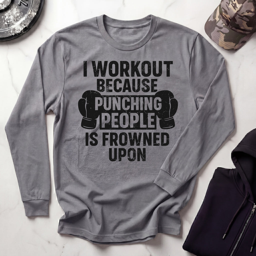 I Work Out Boxing Long Sleeve Gym Tee