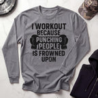 I Work Out Boxing Long Sleeve Gym Tee