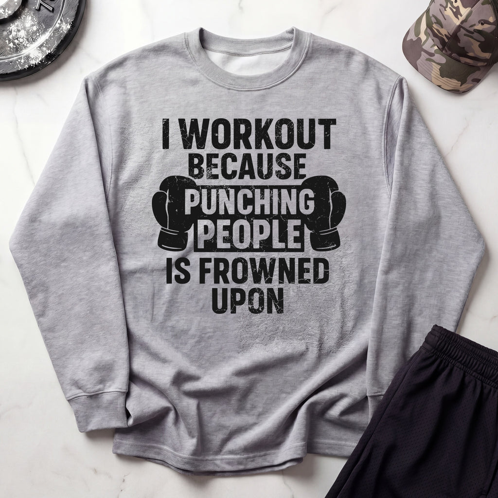 I Work Out Cozy Retro Crewneck Gym Sweatshirt