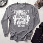 I Work Out Boxer Long Sleeve Gym Tee