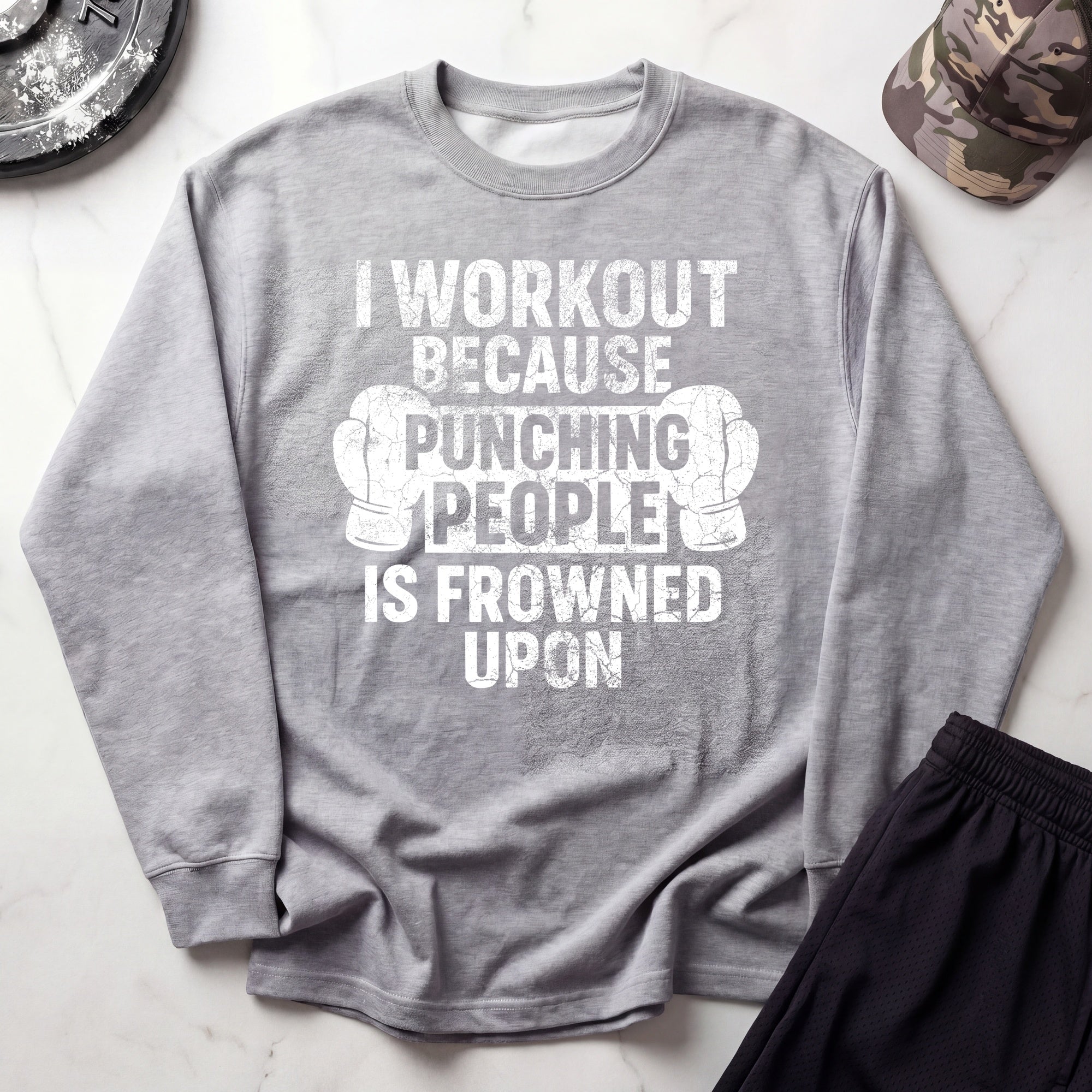 I Work Out Cozy Crewneck Gym Sweatshirt