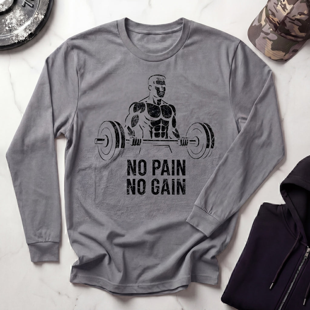No Pain No Gain Vintage Long Sleeve Gym Tee