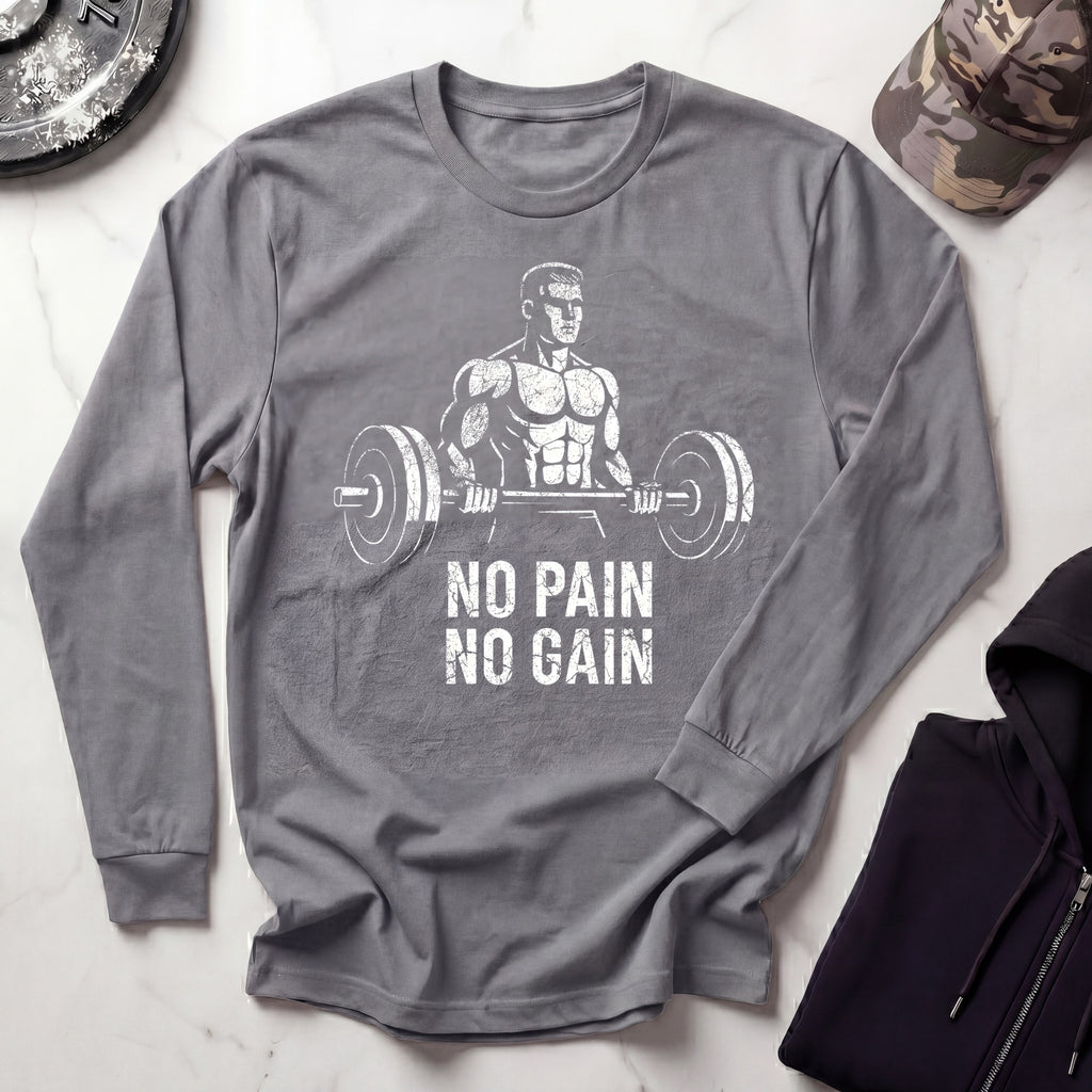 No Pain No Gain Retro Long Sleeve Gym Tee