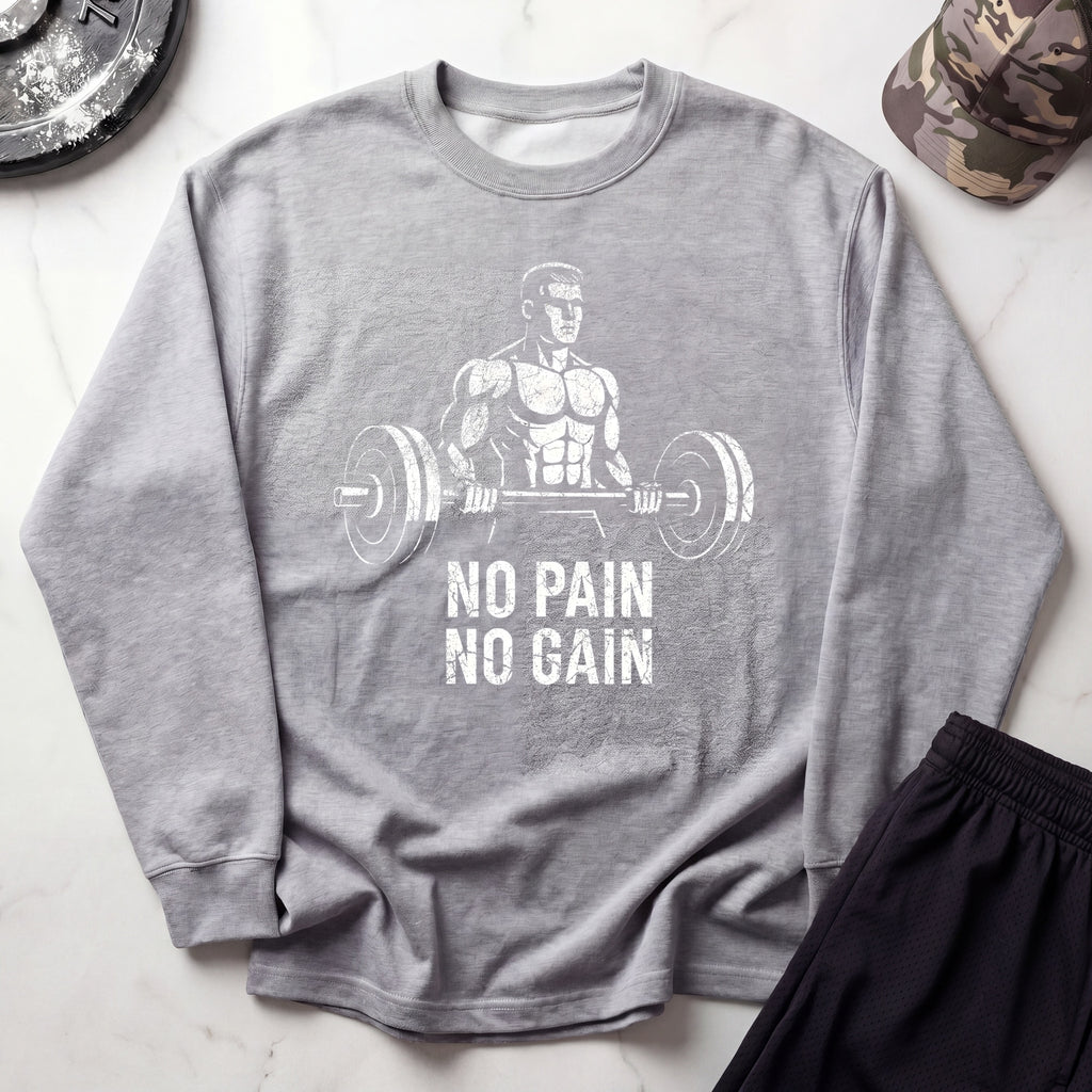 No Pain No Gain Retro Cozy Gym Crewneck Sweatshirt
