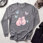 Pink Boxing Gloves Long Sleeve Gym Tee