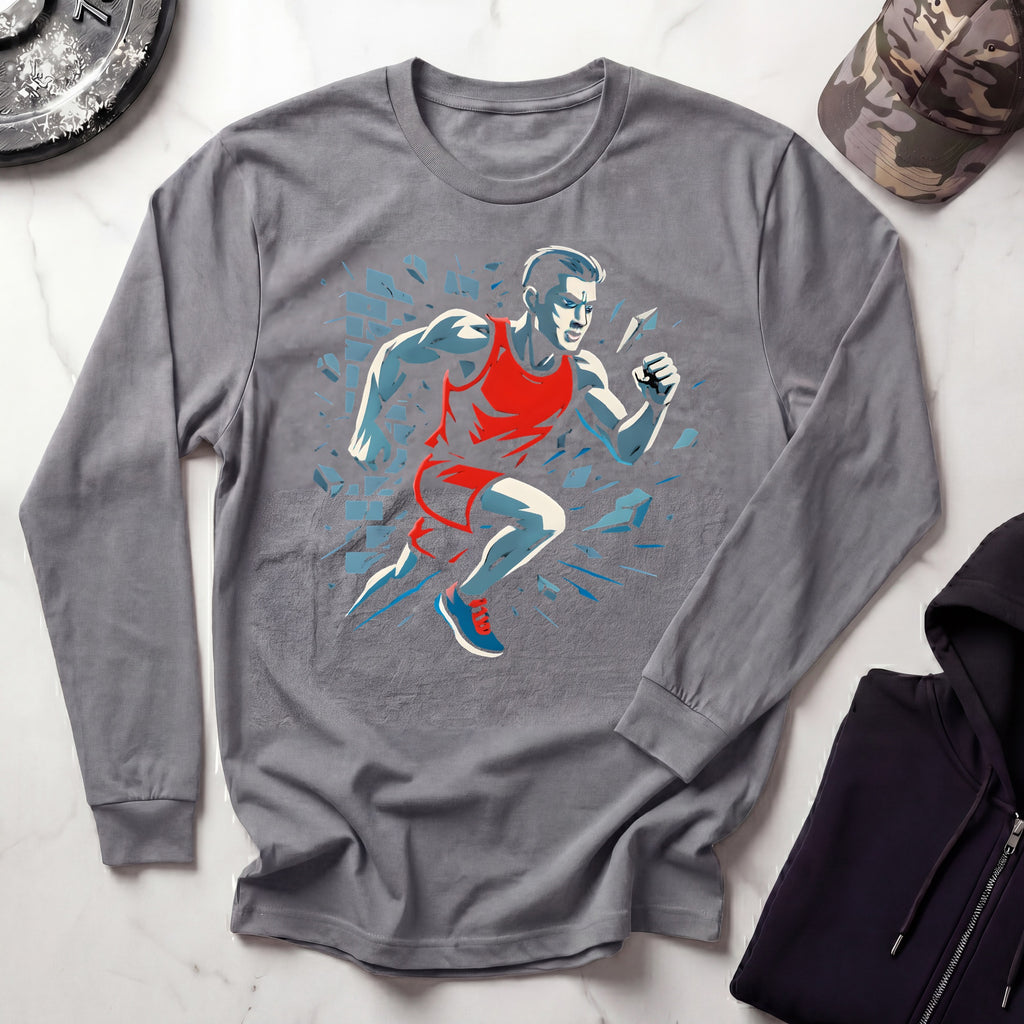 Runner Breaks Through Graphic Long Sleeve Gym Tee