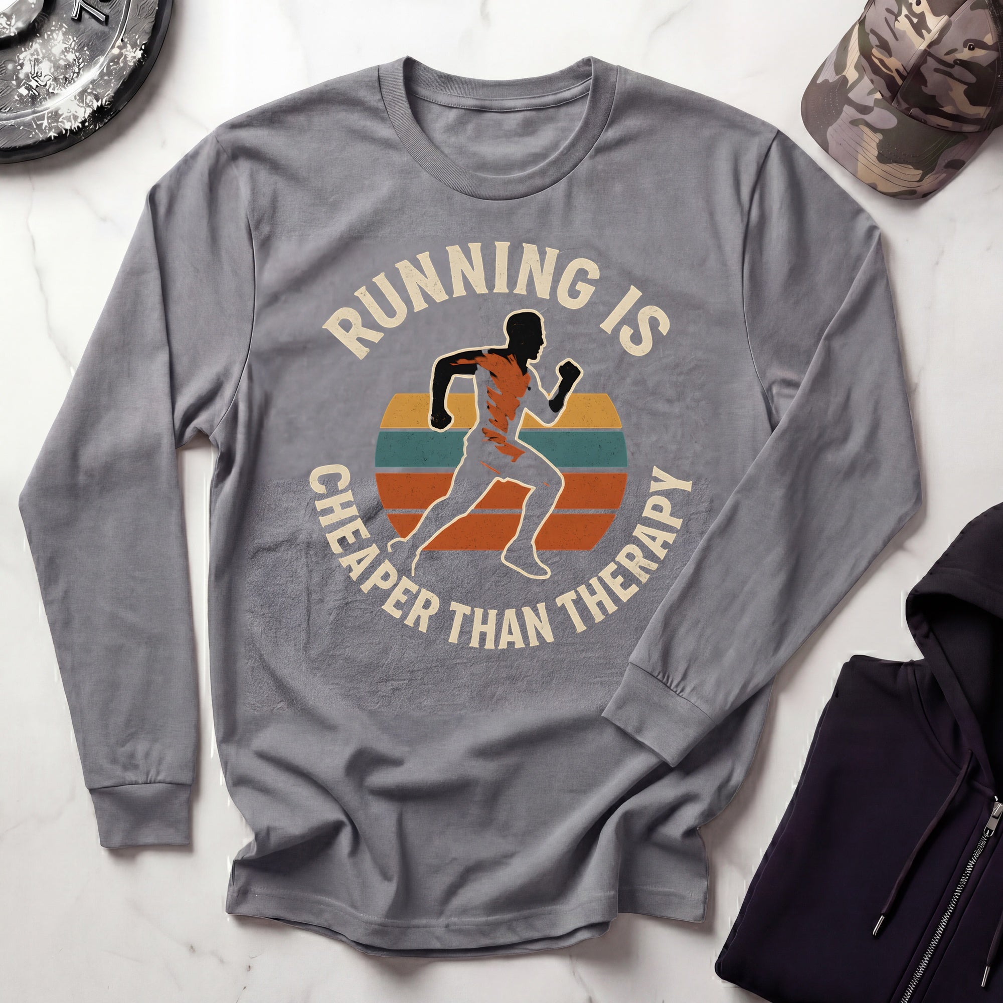 Running Therapy Vintage Long Sleeve Gym Tee