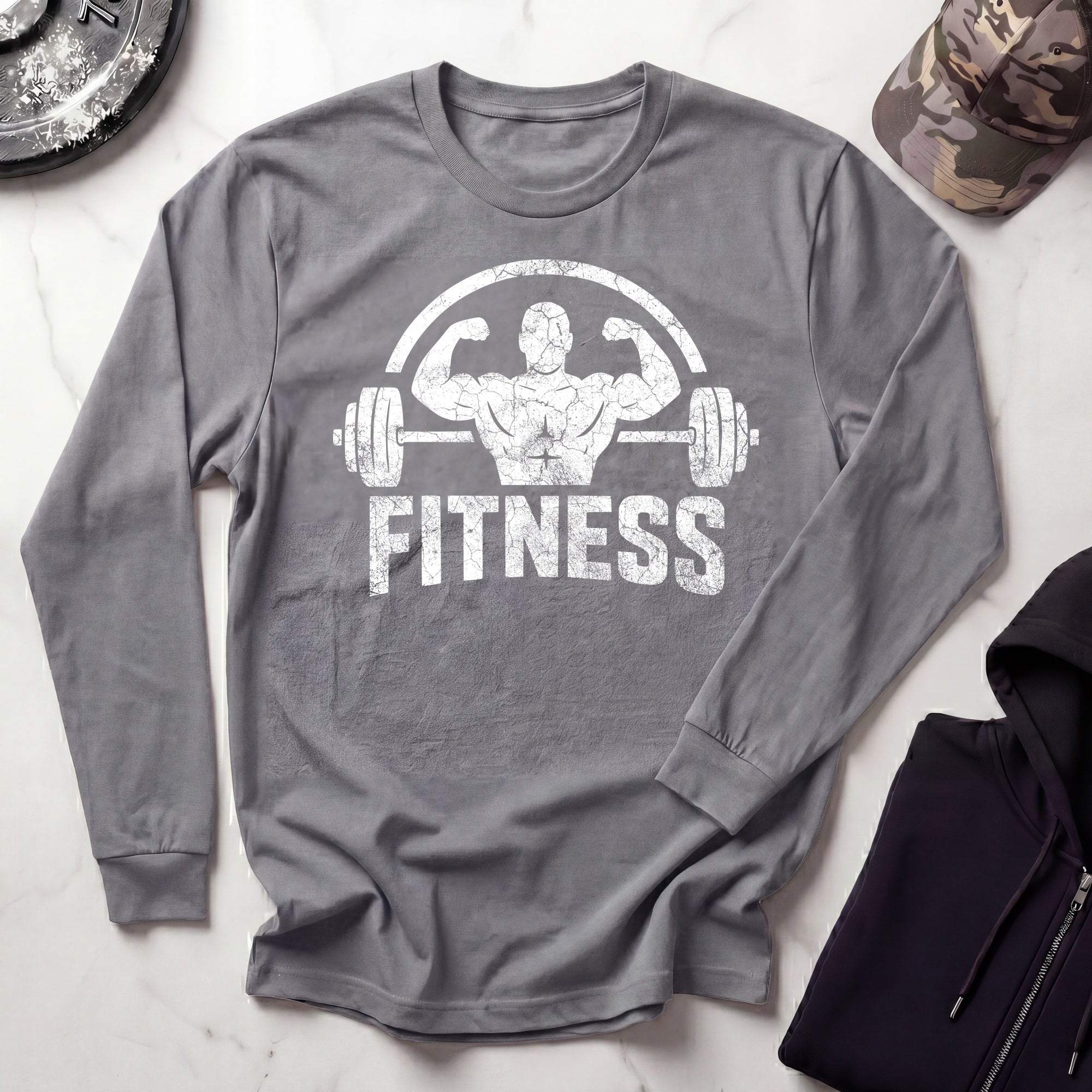 Weightlifting Fitness Vintage Long Sleeve Gym Tee