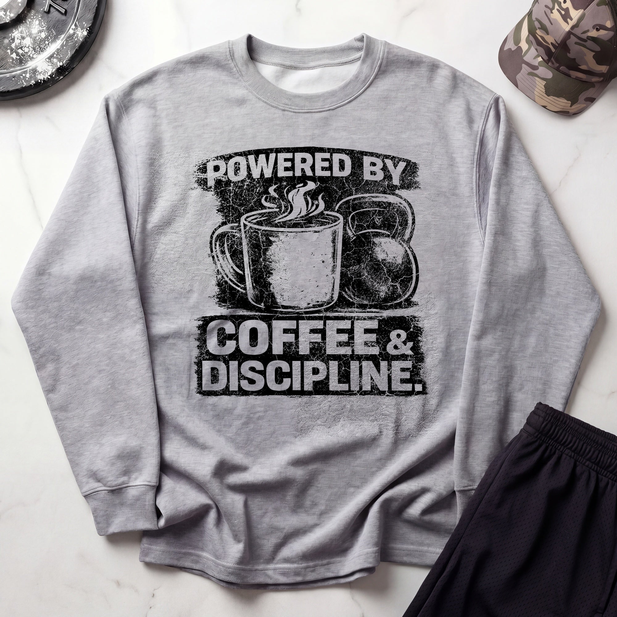 Powered By Coffee Gym Crewneck Sweatshirt