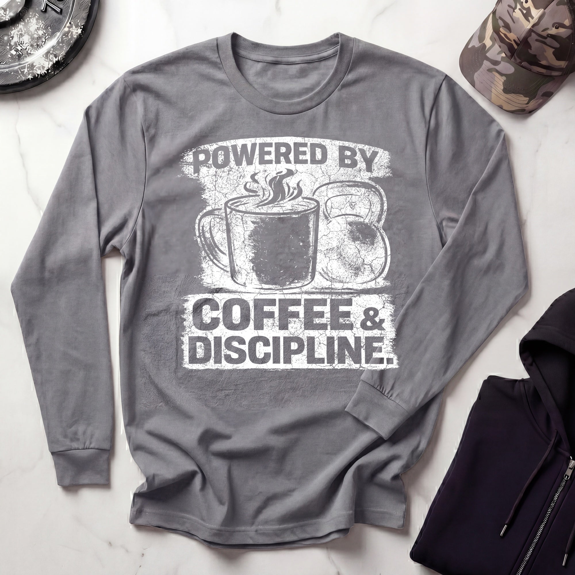 Coffee and Discipline Vintage Long Sleeve Gym Tee