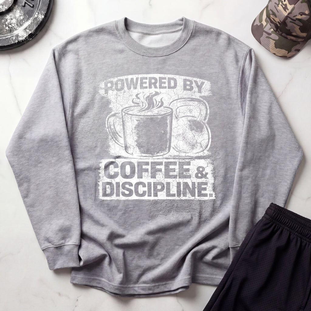 Powered By Coffee Gym Discipline Crewneck Sweatshirt