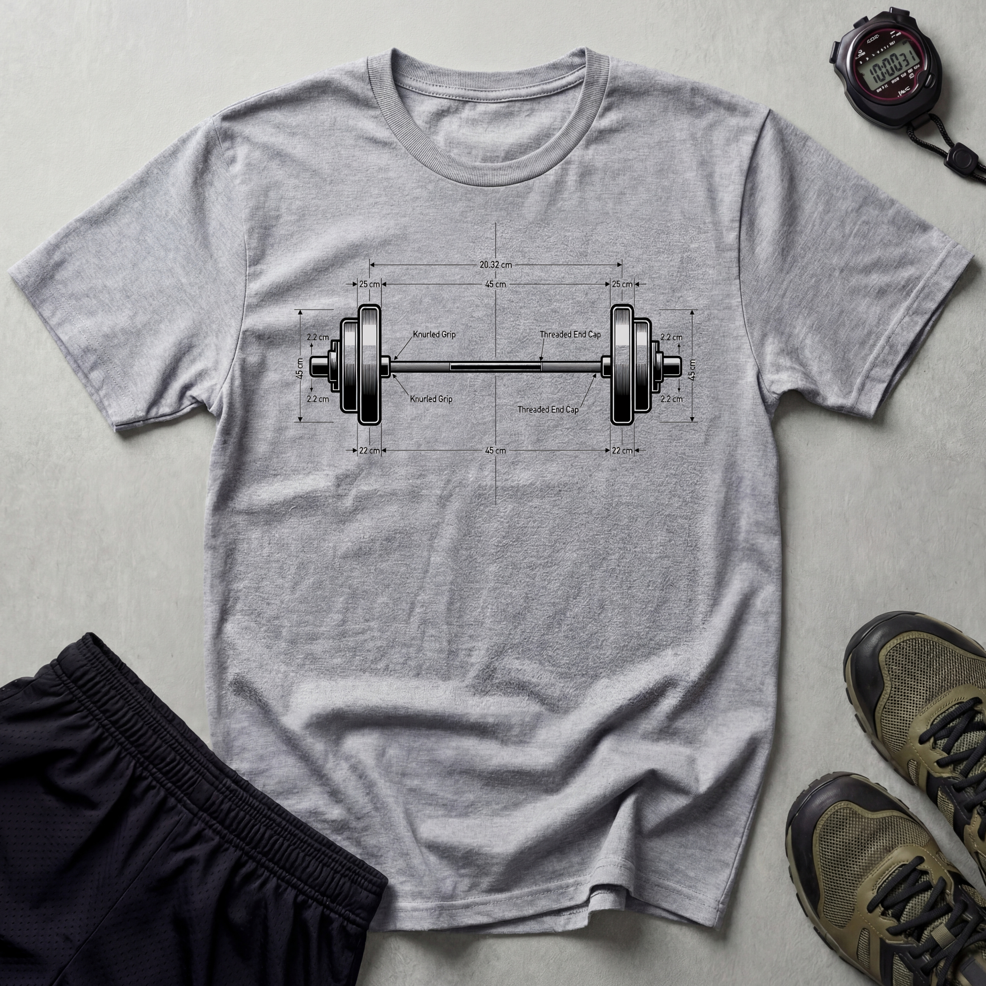 Barbell Schematic Gym T-Shirt
