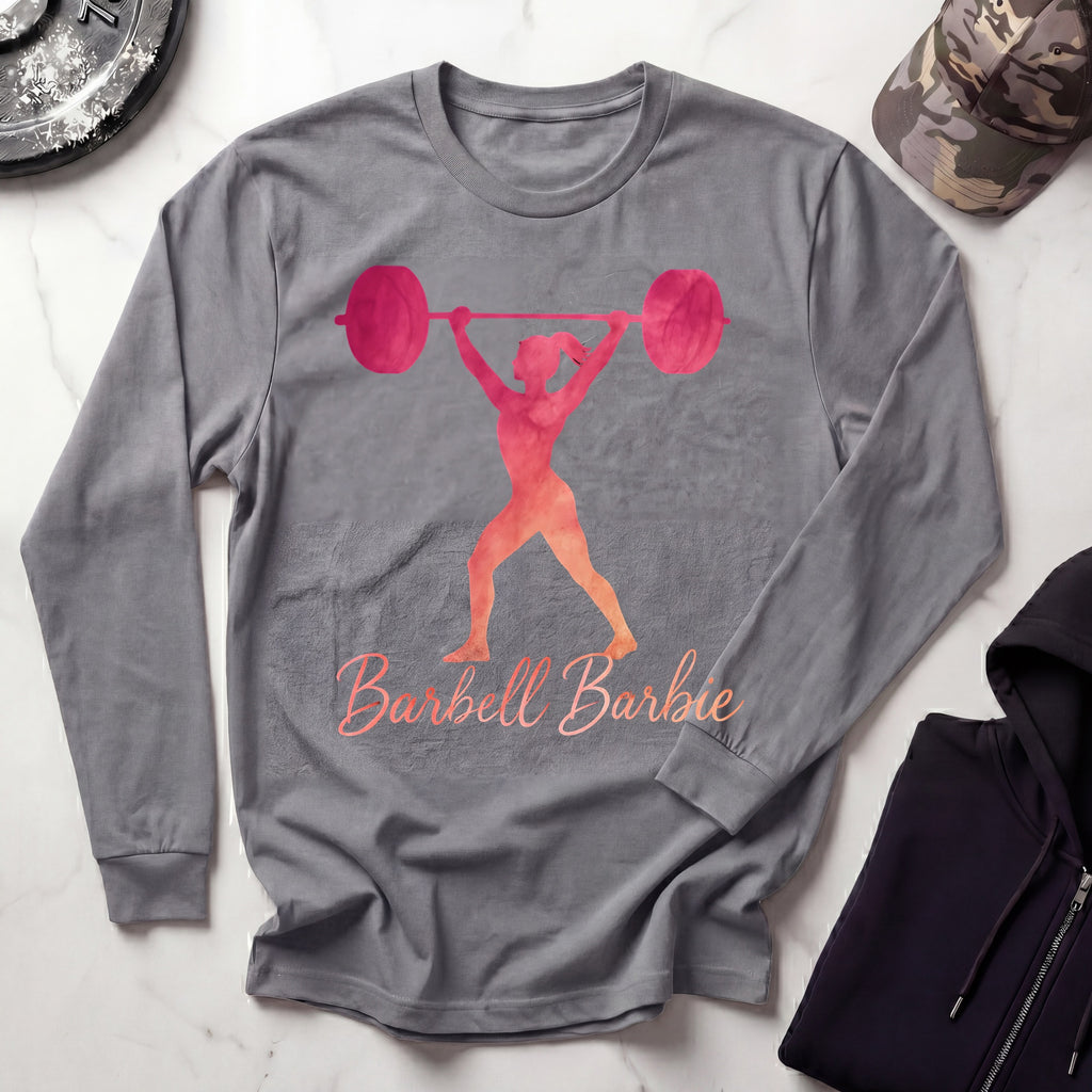 Barbell Barbie Long Sleeve Gym Tee