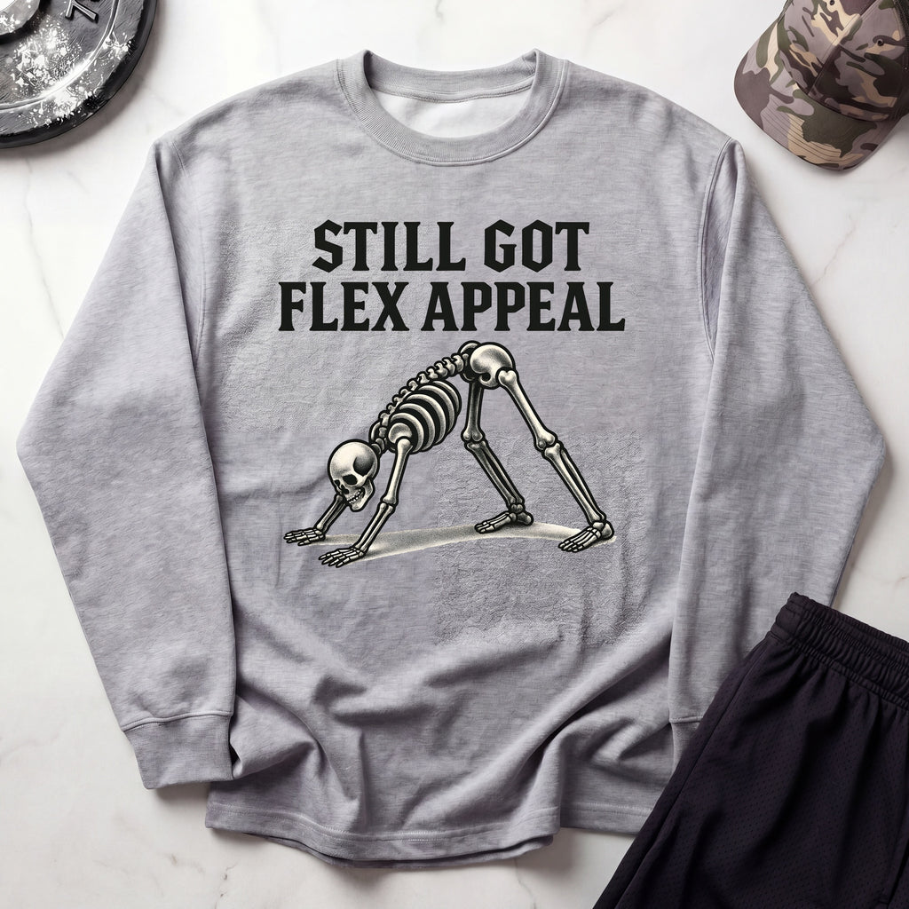 Skeletal Flex Cozy Retro Crewneck Gym Sweatshirt