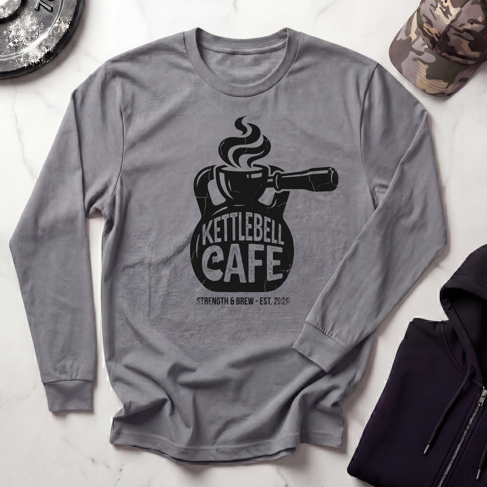 Kettlebell Cafe Vintage Long Sleeve Gym Tee