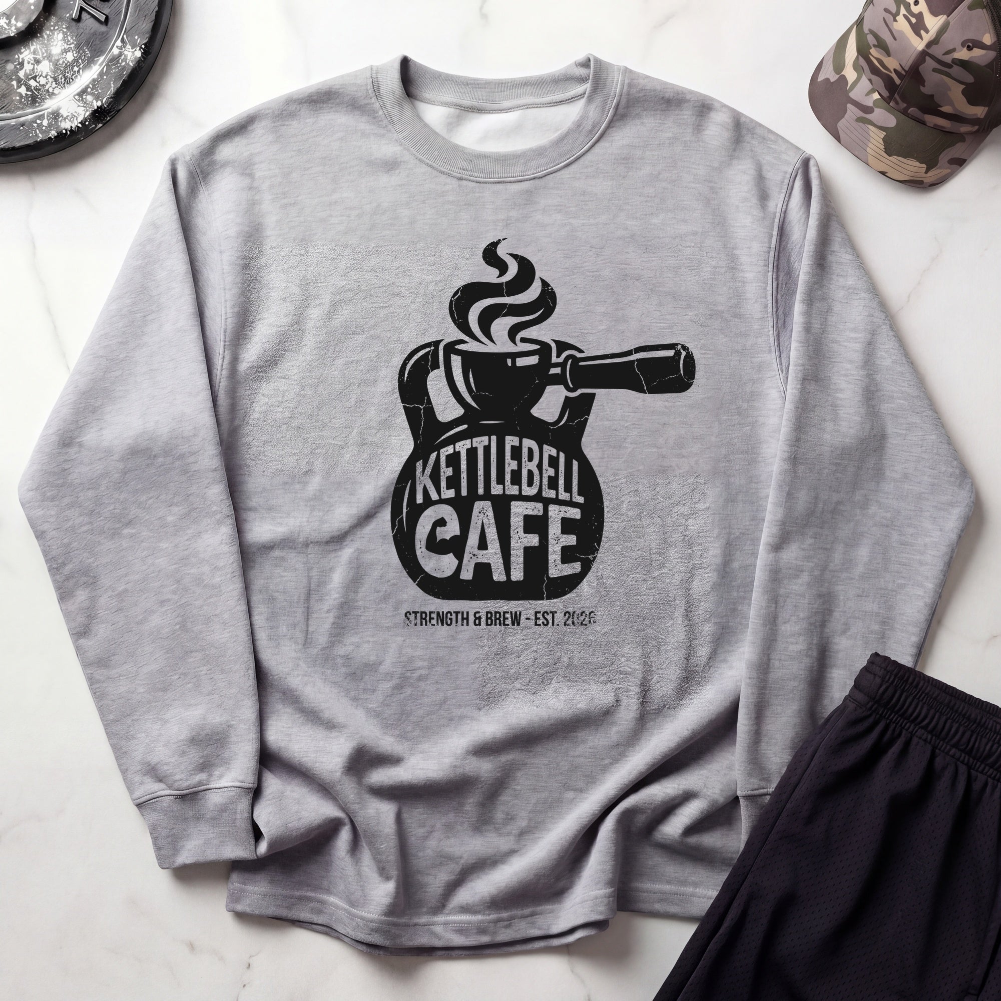 Kettlebell Cafe Vintage Gym Crewneck Sweatshirt