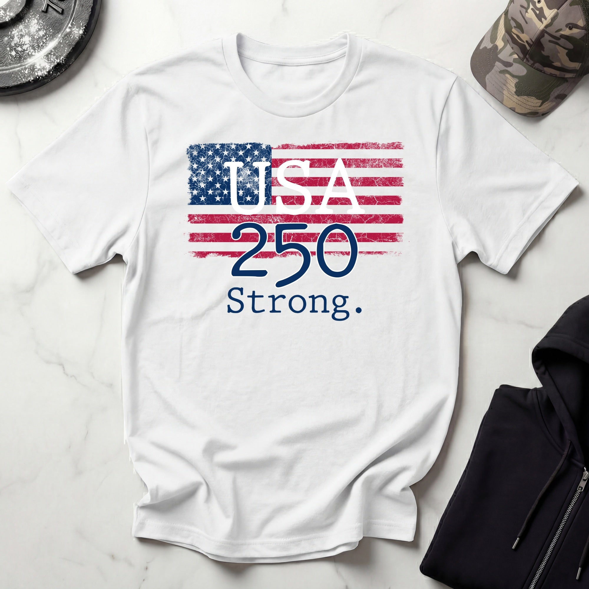 USA 250 Strong Gym Vintage Gym T-Shirt