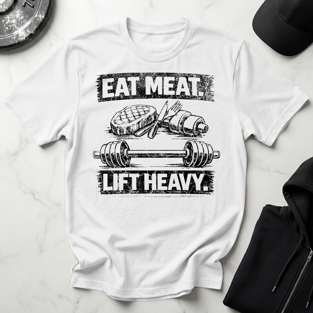 Eat Meat Lift Heavy Light Tee
